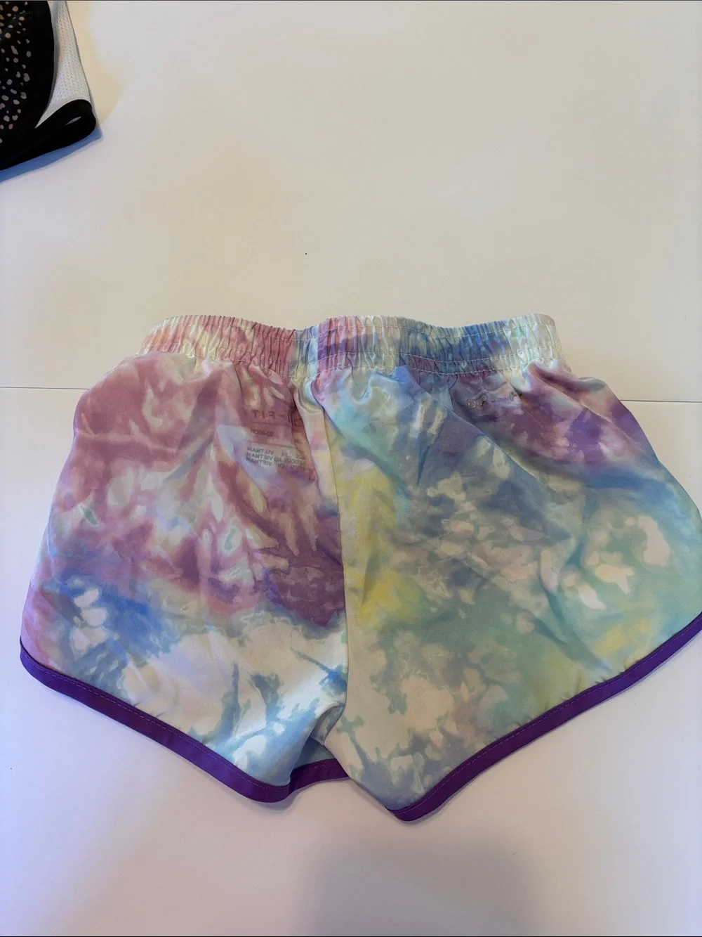 Nike Black Dot Athletic Shorts + Pastel Tie-Dye Purple-Trim Shorts - 2 Pack